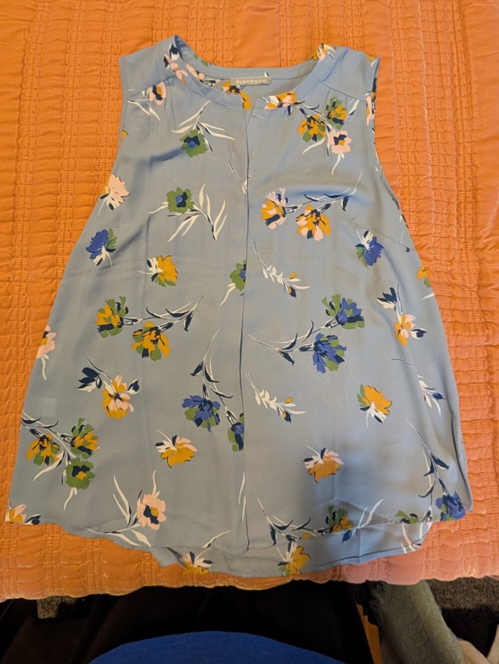 Light Blue Floral Sleeveless Blouse